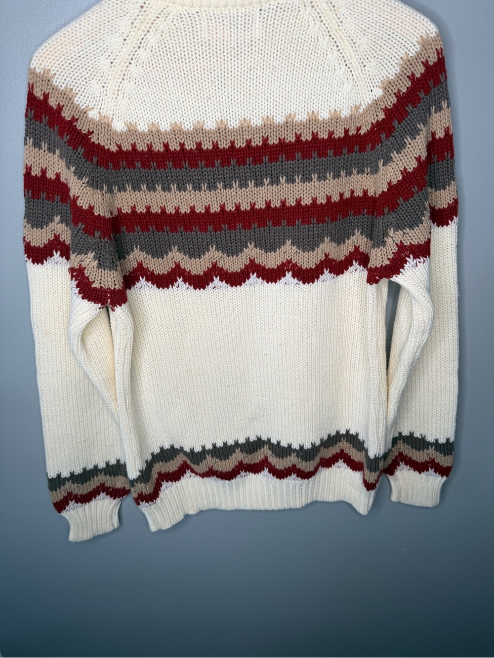 Sigallo Vintage 70s Scallop Fair Isle Acrylic Knit Sweater - Picture 8 of 9